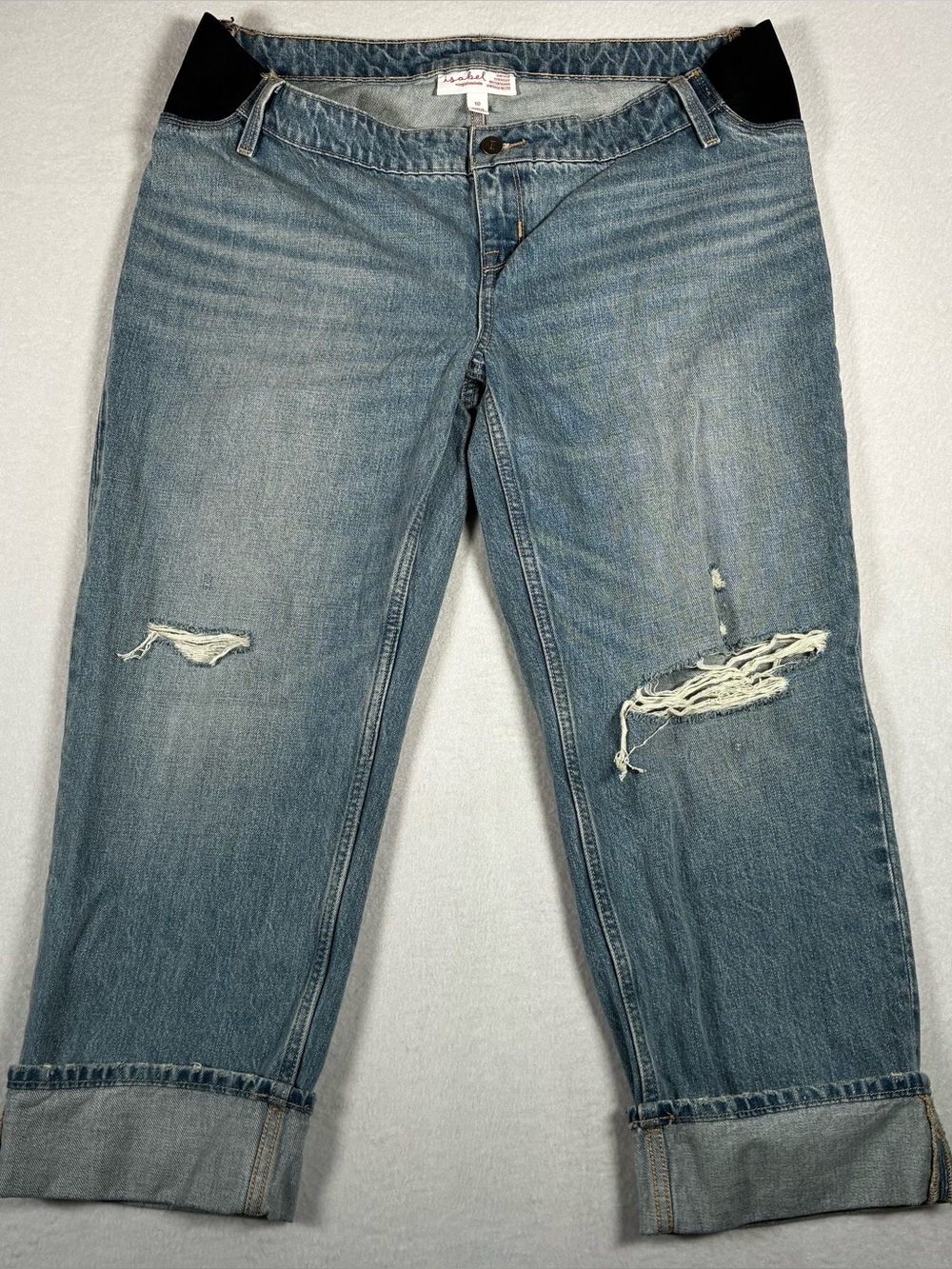 Isabel & Ingrit Maternity Distressed Light Blue Jeans with Stretch Panels size 1